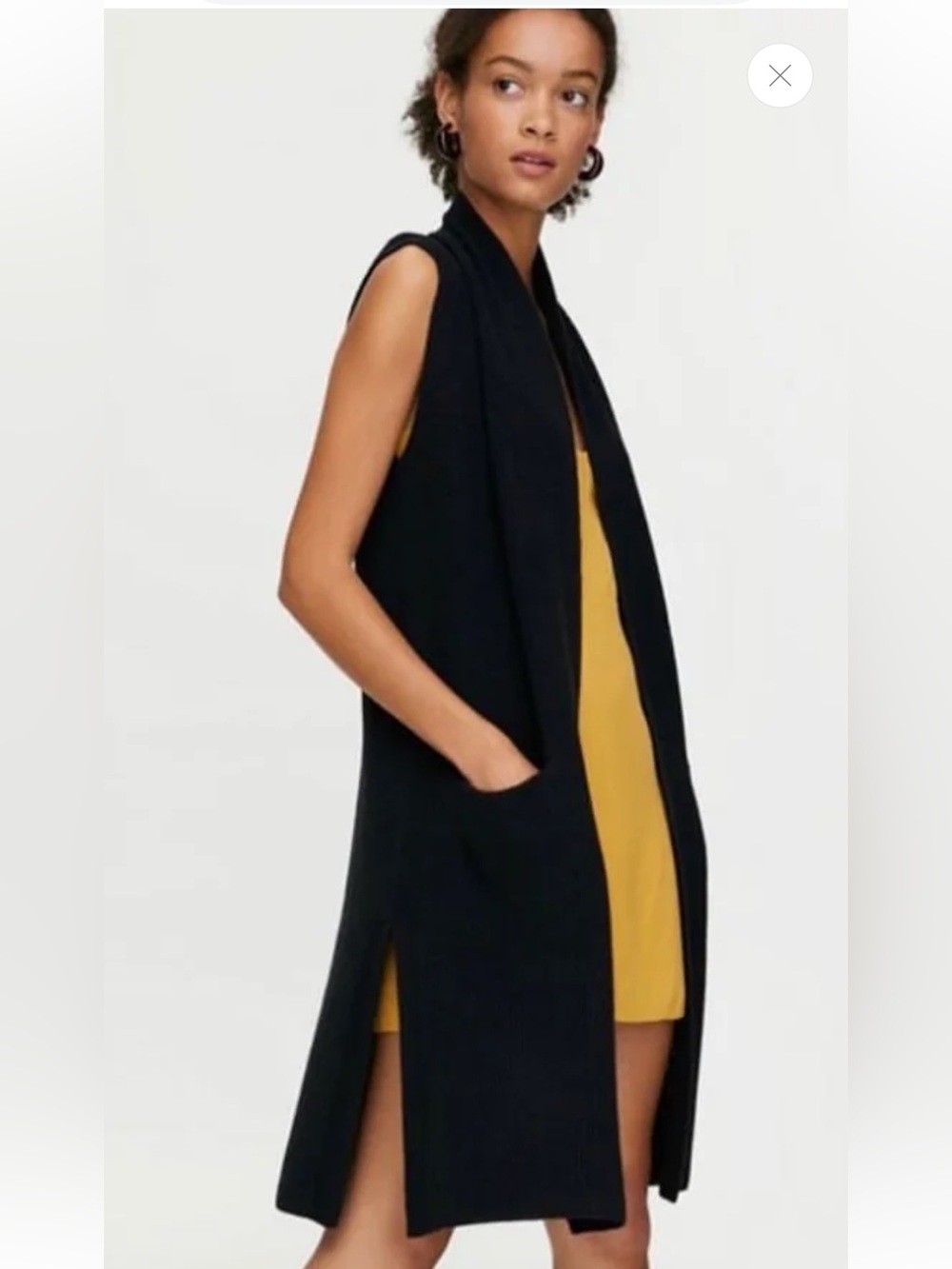Wilfred Aritzia Deniro Long Vest Black Japanese Crepe Duster S